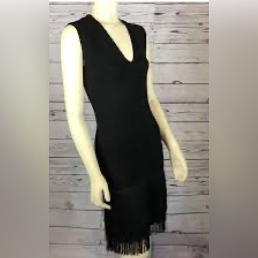 VENUS Black Fringe bandage Mini Dress. Little black dress date night, - Picture 9 of 10